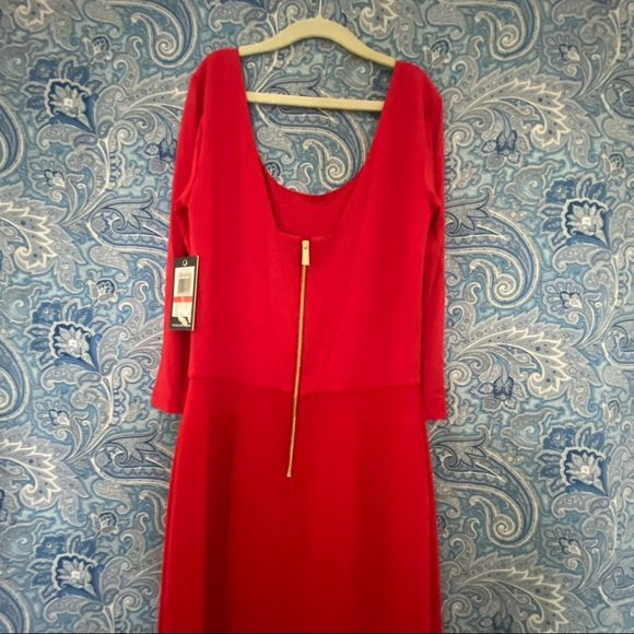 Red sheer formal mini slip with maxi dress over two slide slits Vince Camuto XS - Picture 4 of 7